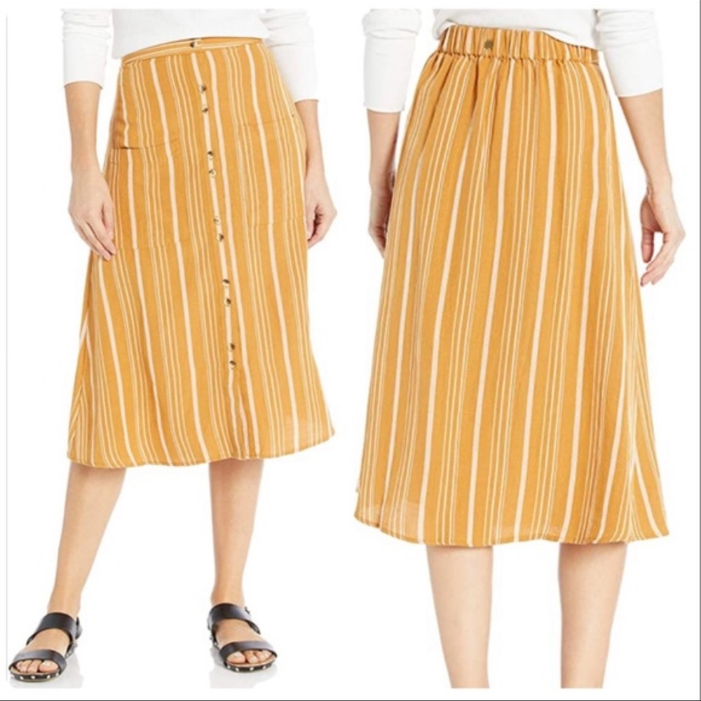 Rip Curl Sunchasers Linen Blend Stripe Midi Skirt… - image 1